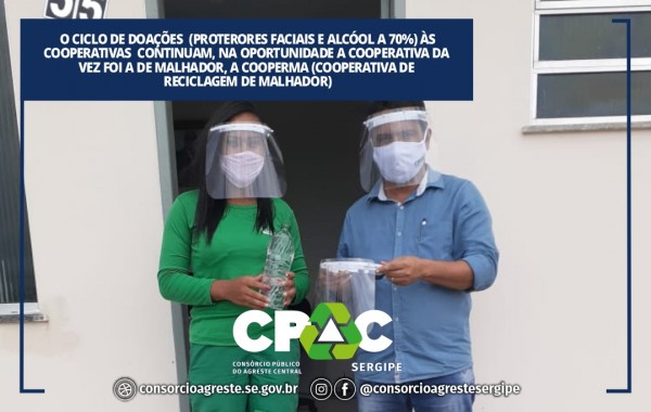 Dando continuidade as ações de prevenção e proteção aos catadores das cooperativas consorciadas, desta vez a cooperativa beneficiada foi a do município de Malhador a COOPERMA
